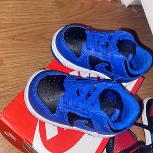 Blue and black dunks